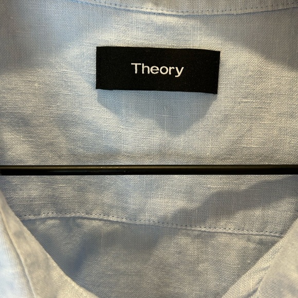 Theory Men's Light Blue Shirt XXL 100% LINEN - Picture 3 of 8